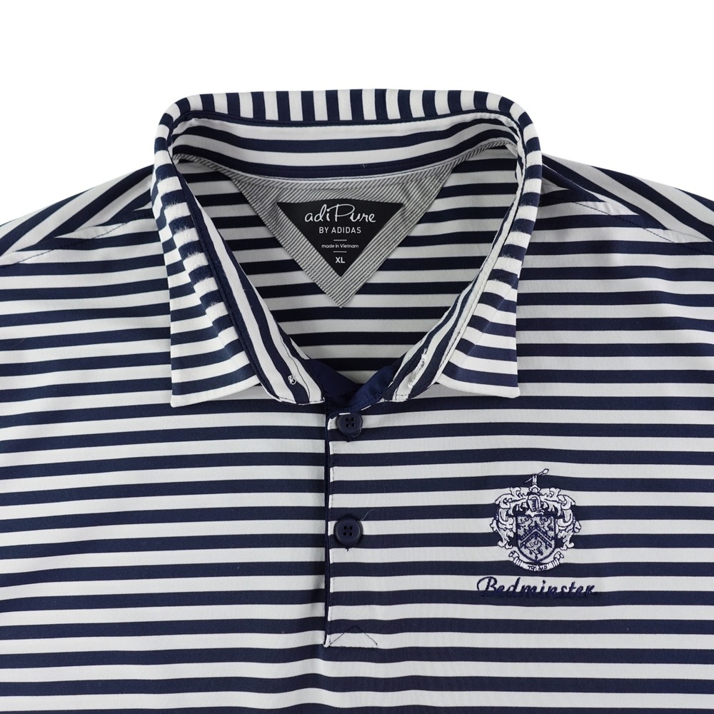 Adidas Adipure Golf Polo Men's XL Navy White Stripe Trump National Bedminster